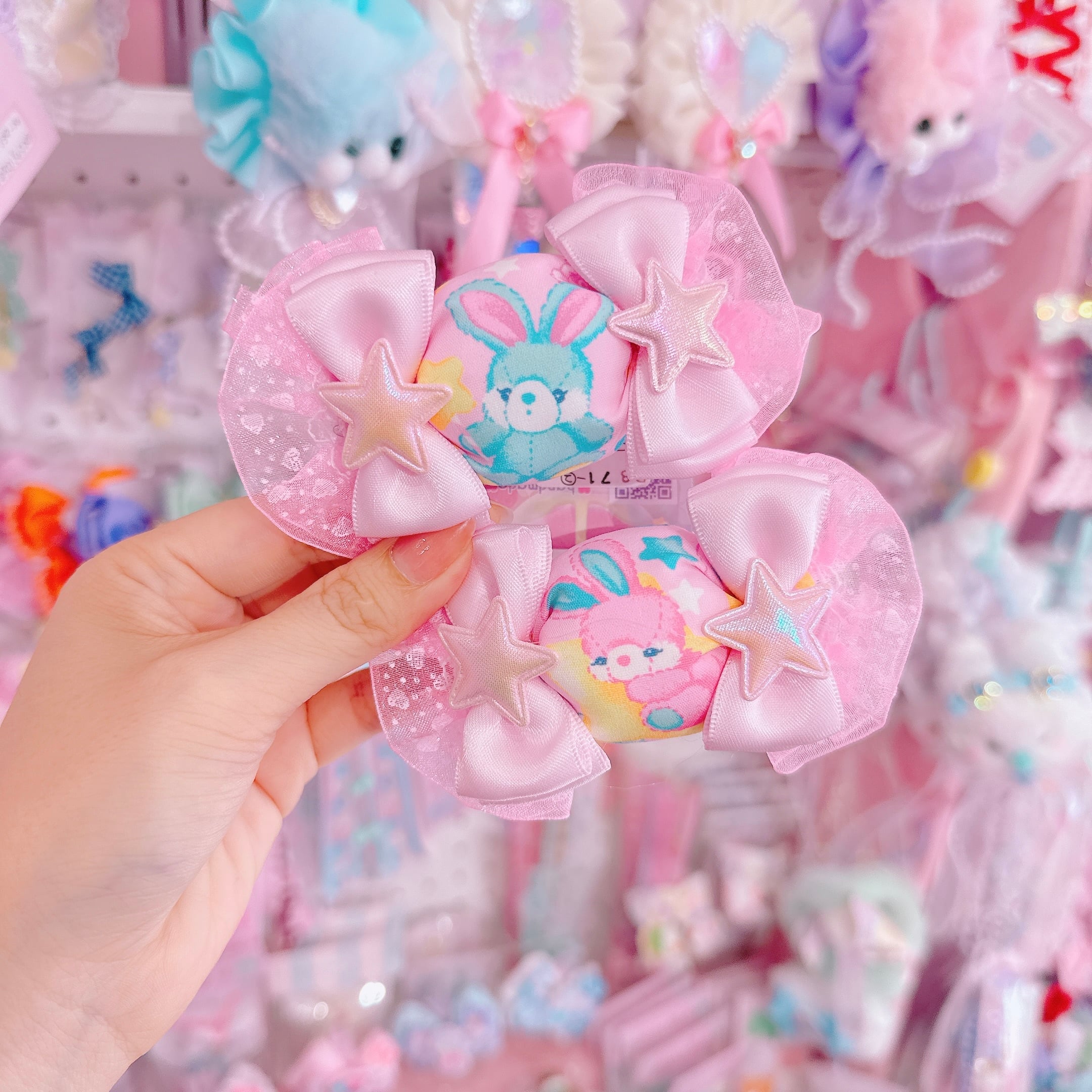 【D8】71-2キャンディリボンツインヘアゴム