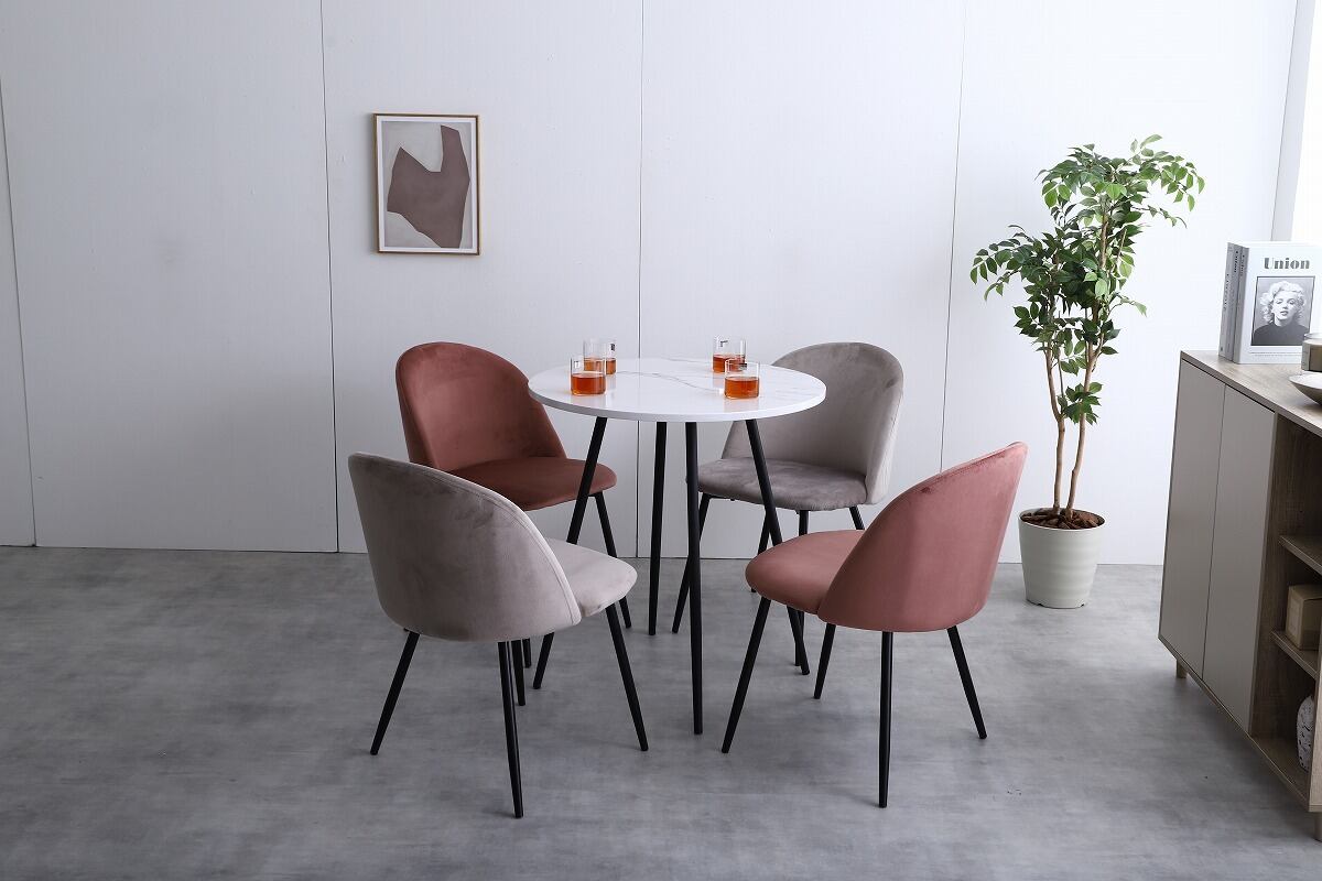 2カラー【グレー】【3点セット】Mia 幅70cm大理石柄ダイニング