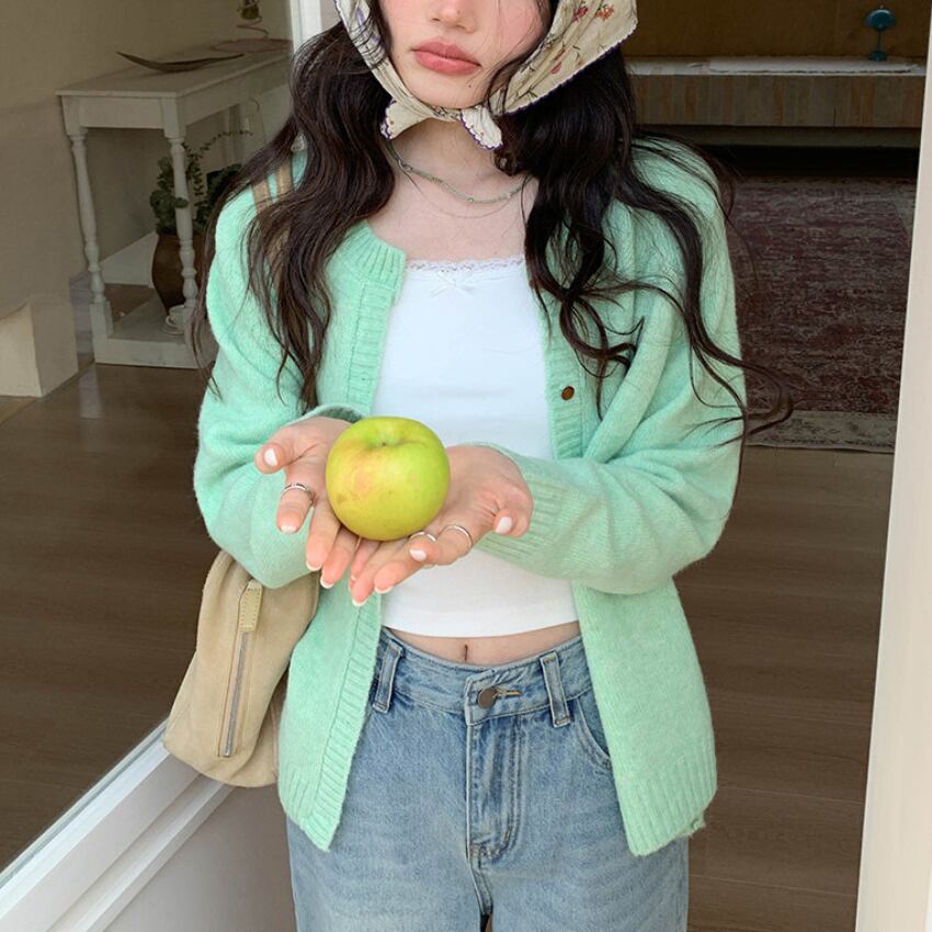 button-front knit cardigan　J00481