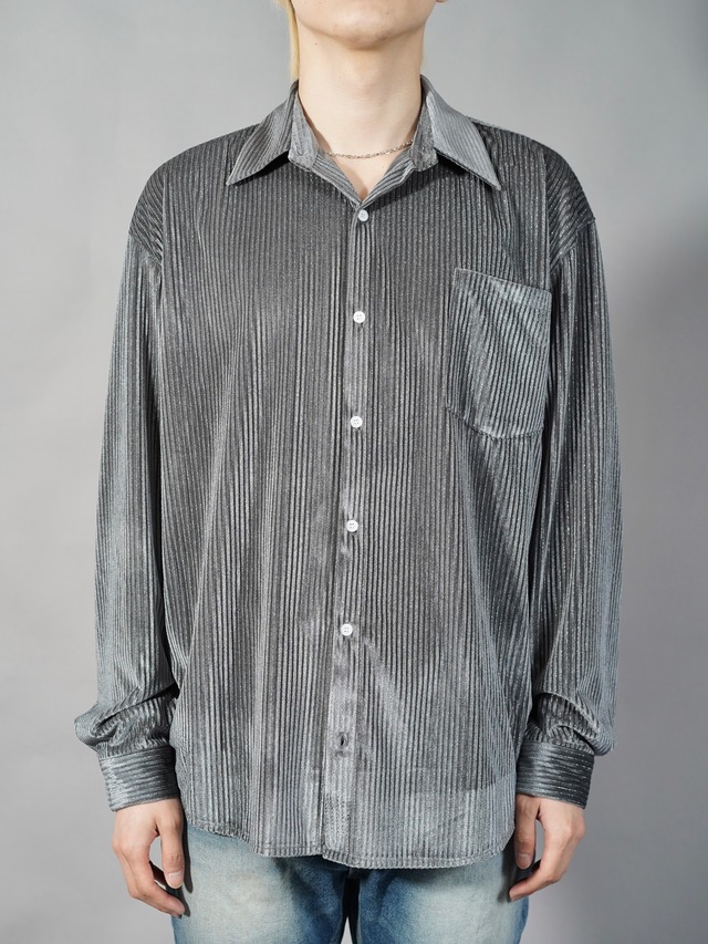 【ALUDE SELECT】stripe vlour shirt（2color）