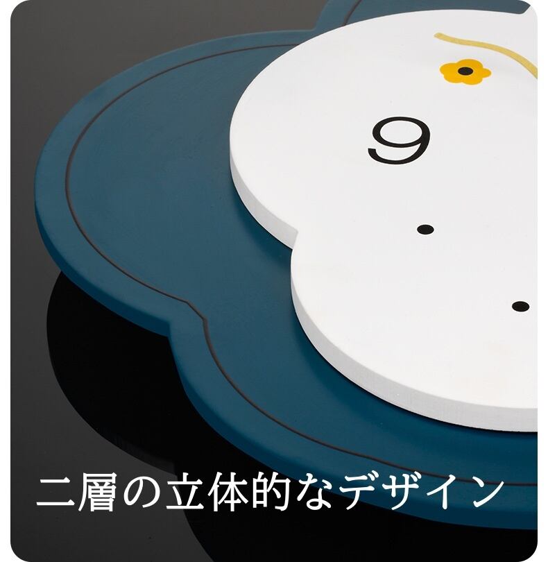 花 フラワー ホワイト ネイビー クロック 掛け時計 見やすい文字盤