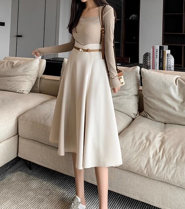 スカート ロングスカート アンブレラスカート ひざ丈 膝下 ミモレ ミモレ丈 フレア Aライン スマート ベルト ハイウエスト かわいい 大人可愛い きれいめ シンプル 大人 上品 おしゃれ お洒落 レトロ 大人女子 こなれ感 個性的 クール エレガント モダン 抜け感 ゆったり ラグジュアリー シック 無地 春 夏 秋 10代 20代 30代 レディース 女性用 学生 デート お出かけ 公園デビュー 女子会 休日 リゾート 旅行 着回し 普段使い 韓国系 美脚 脚長 S M L XL