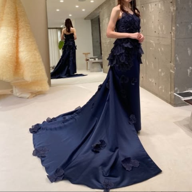 ダークブルー フラワーパターン ドレス ダークブルー フラワーパターン ドレス TADASHI SHOJI タダシショージ