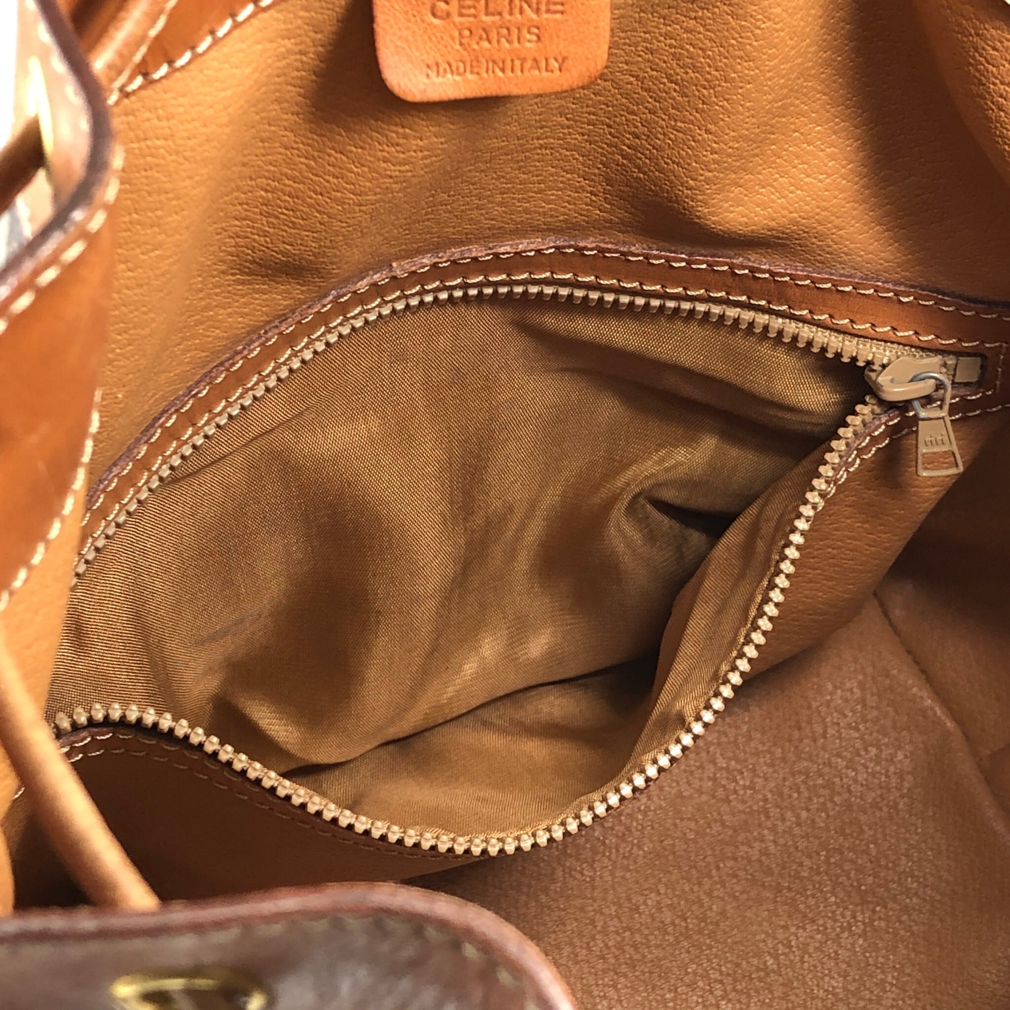 CELINE セリーヌ マカダム ショルダーバッグ ブラウン ブラゾン型押し