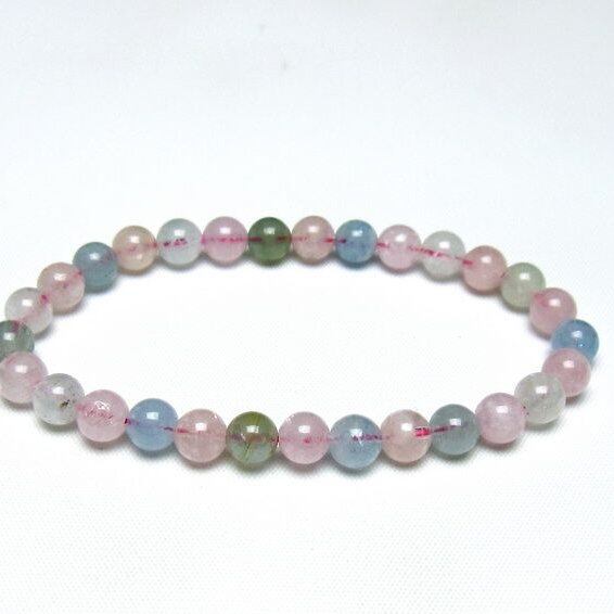 ミックスカラーベリル ブレスレット 6mm 一点物 メール便可 [M便 1/10] 111-48851