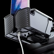 槌屋ヤック(Tsuchiya Yac) 車内用品 ドリンクホルダー XCELA ドリンク2 カーボン ブラック・シルバー 幅82mmまで 厚み22mmまで PF-392