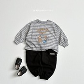 韓国子供服 / VIVID-I / 26Autumn / ストライプ ドッグ カートゥーン Tシャツ / キッズ服 / ジュニア服 / 秋服 *XS~JM*