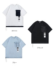 フラップポケットドローストリング半袖Tシャツ　S0548