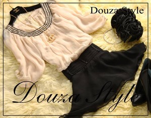 ★送料無料★9号（M）☆中国シルク☆切替ビーズ飾りのワンピース(OPN0372)