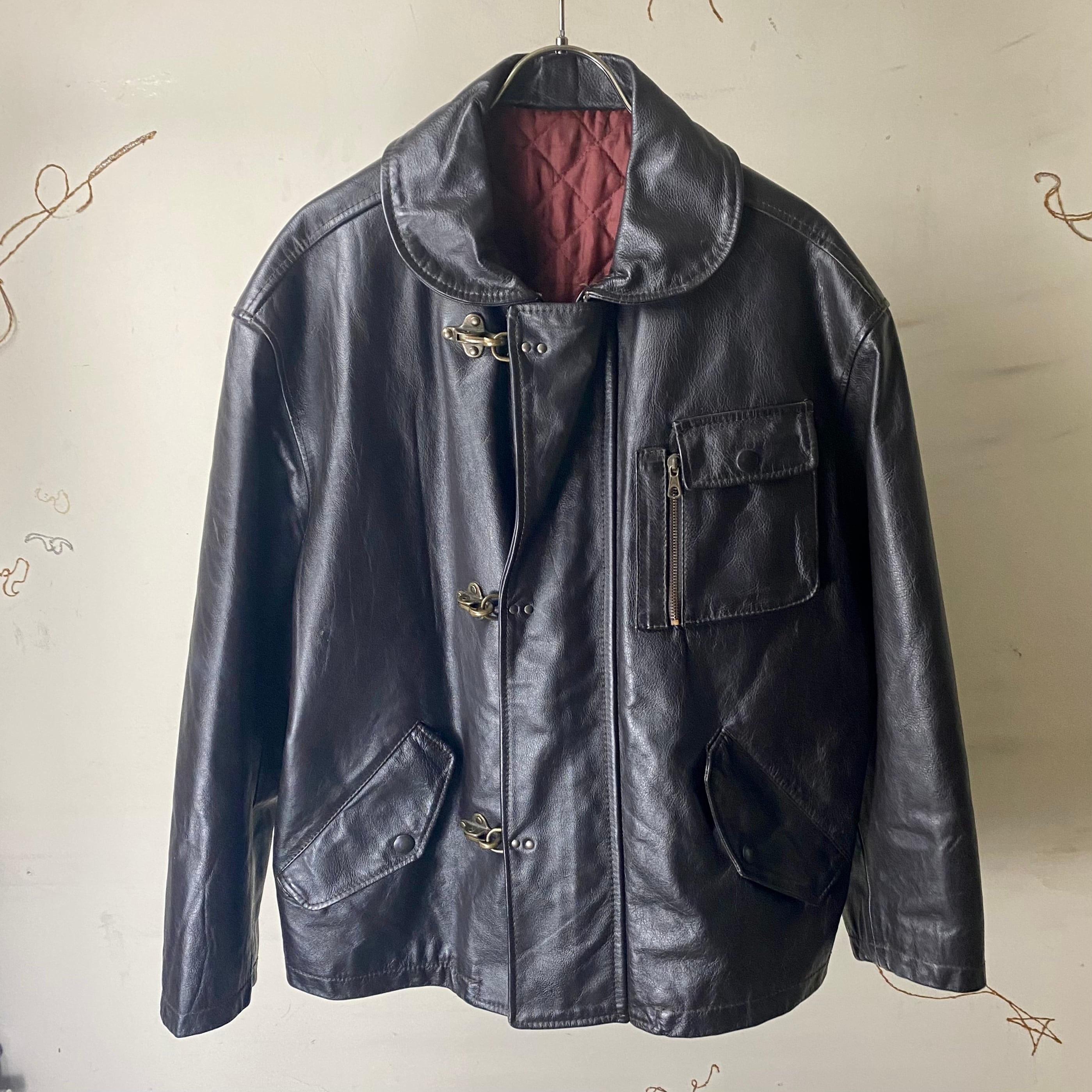 vintage leather fireman jacket | NOIR ONLINE