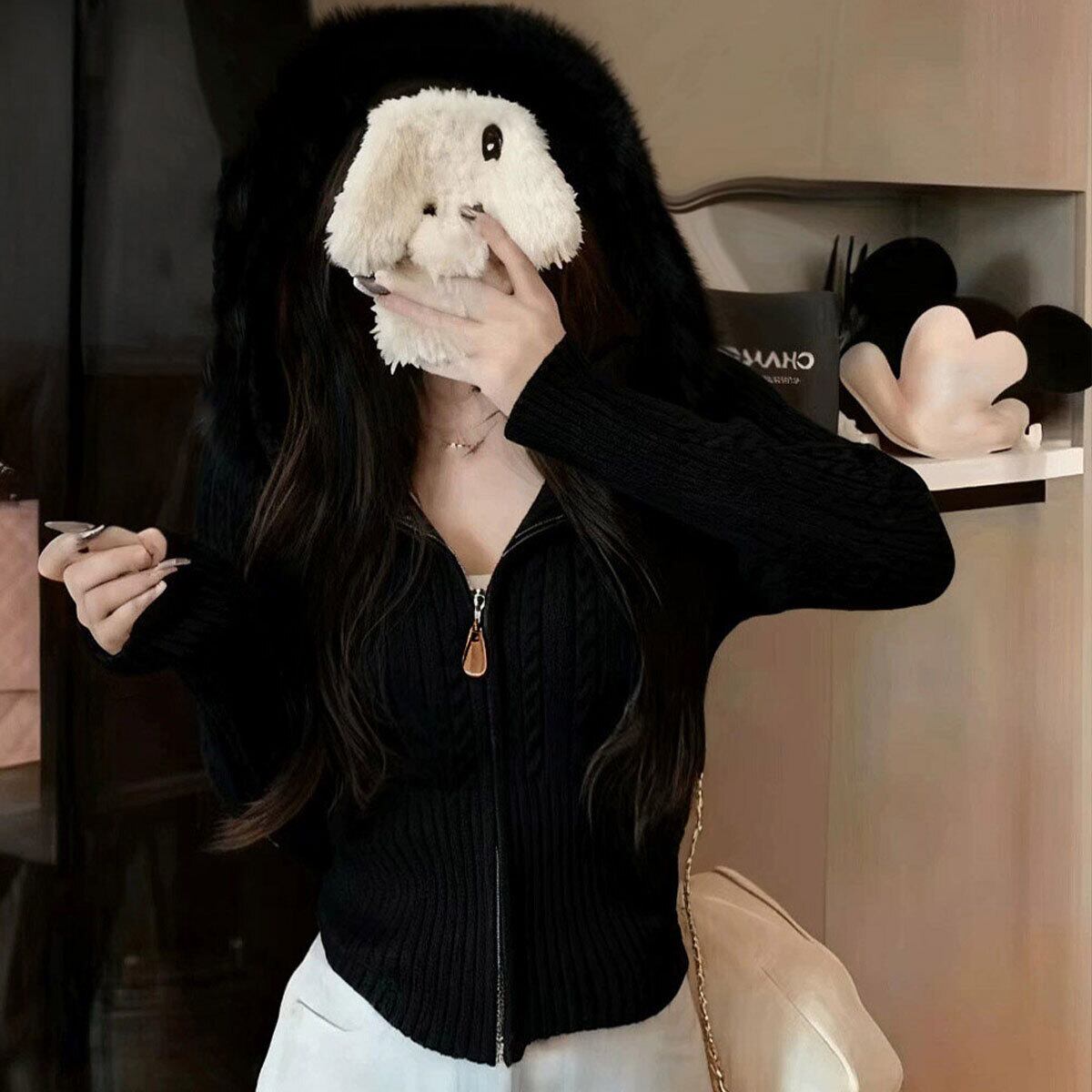 ケーブルニット カーディガン フード付き レディース 秋冬 韓国 きれいめ 大人 かわいい ケーブル編み 長袖 前開き ジップニット おしゃれ アウター トップス 羽織り 大人可愛い 大人女子