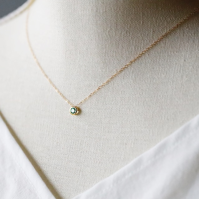 再入荷！マダガスカル産ブルーグリーンアパタイトのひと粒ネックレス｜14Kgf