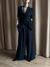 vintage brooch black summer jacket-5204-4