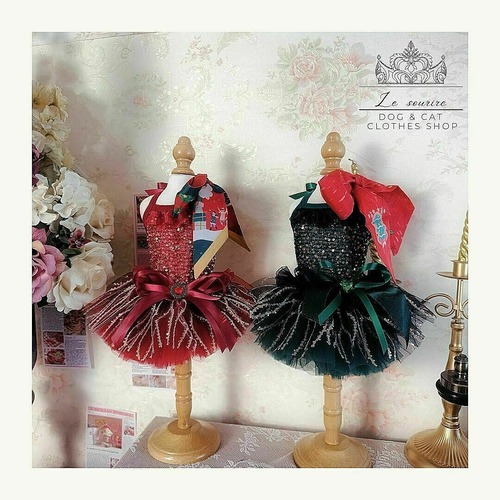 予約（海外ハンドメイド）【№B04163】クリスマス　スパンコール　チュチュドレスワンピ（クリスマス柄スカーフ付き）