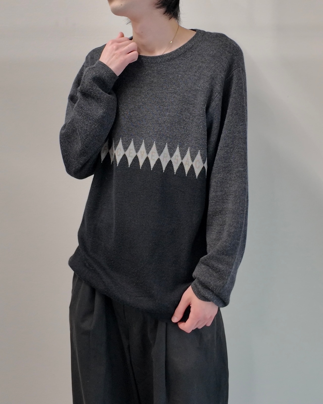 【GIANNI VERSACE】diamond pattern knit