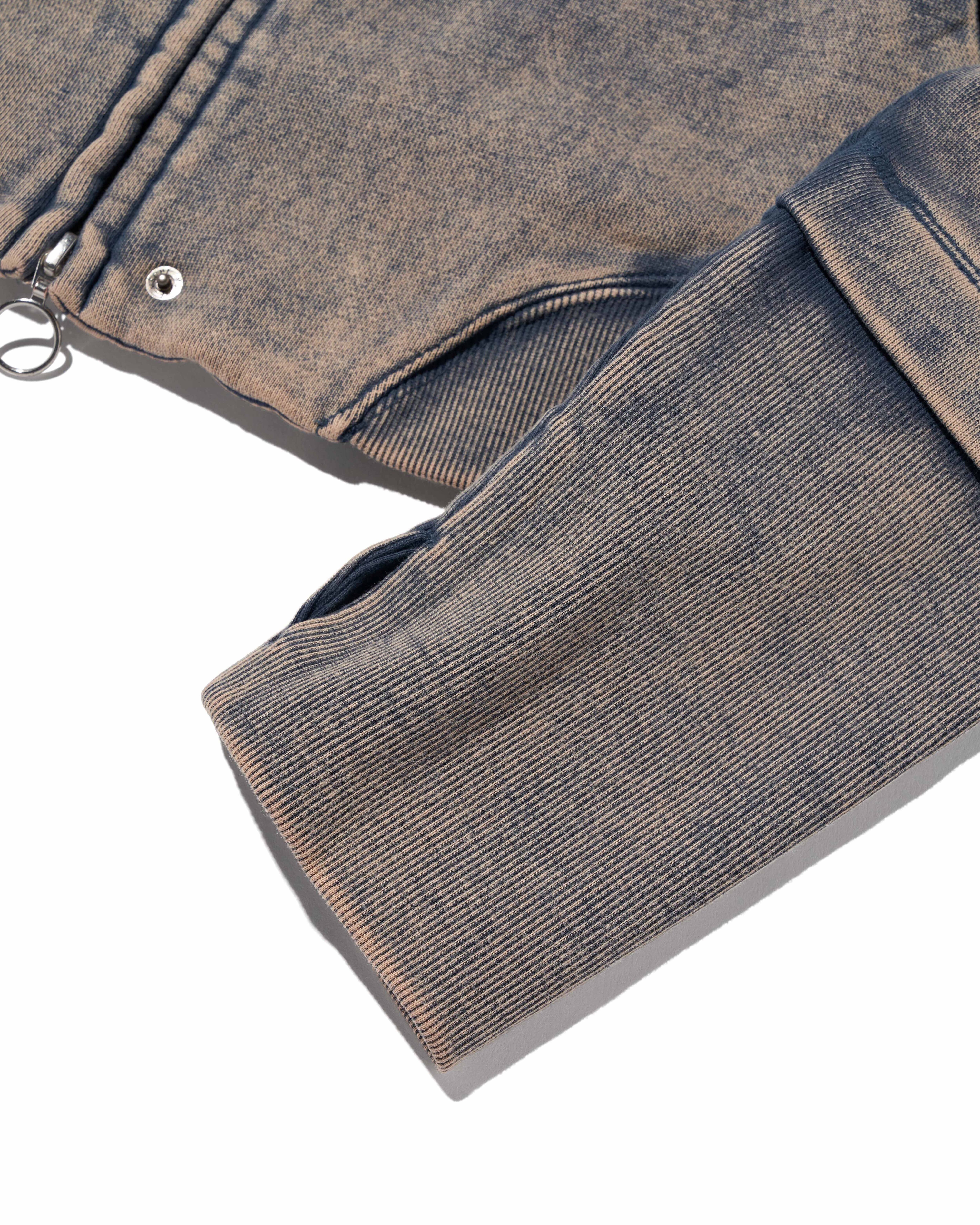 MSCHF] RHOMBUS PUNCHING HOODIE ZIP-UP_BLEACHED NAVY ミスチーフ