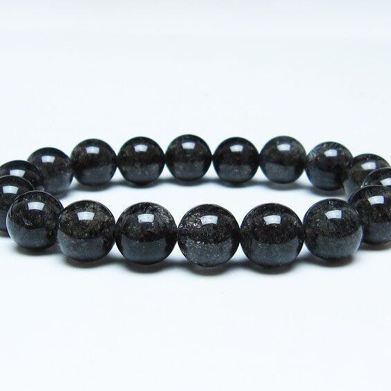 ブラックルチルクォーツ ブレスレット 11mm ブラックトルマリン トルマリネイテッドクォーツ 一点物 メール便可 [M便 1/10] 111-47103