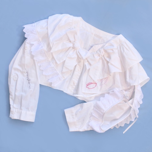 cut off sleeve "TULIP" white blouse(2way)