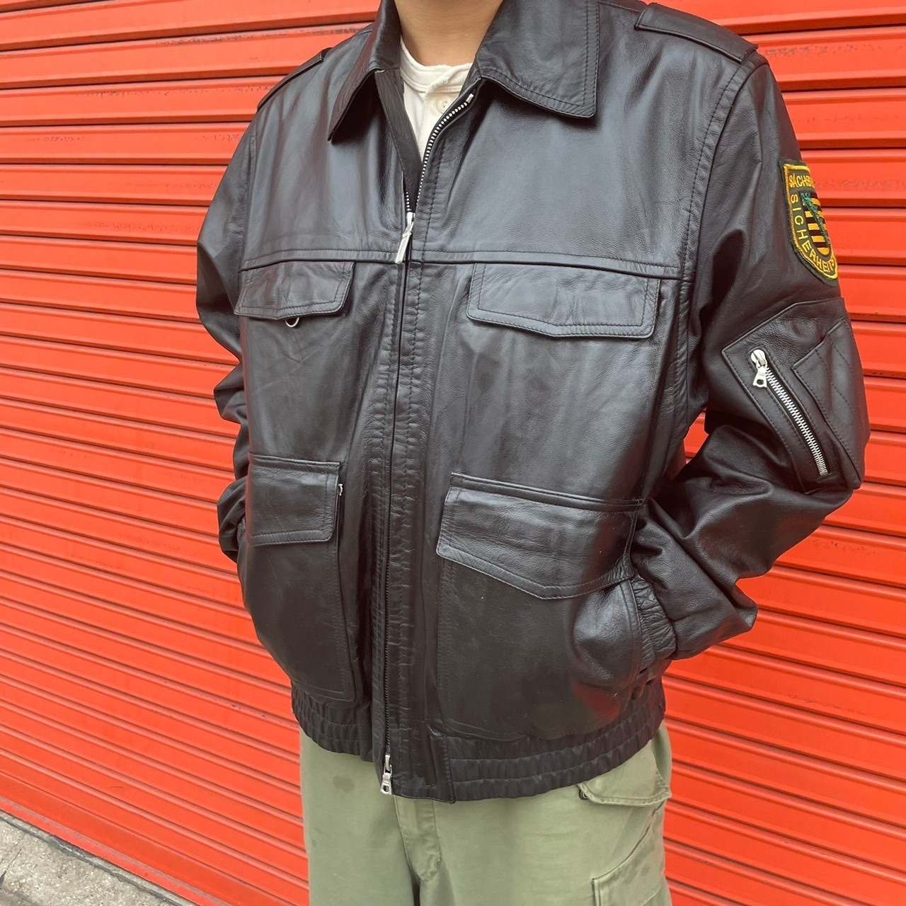 美品 Germany Policeman ドイツ ポリスマン レザー ライダース 