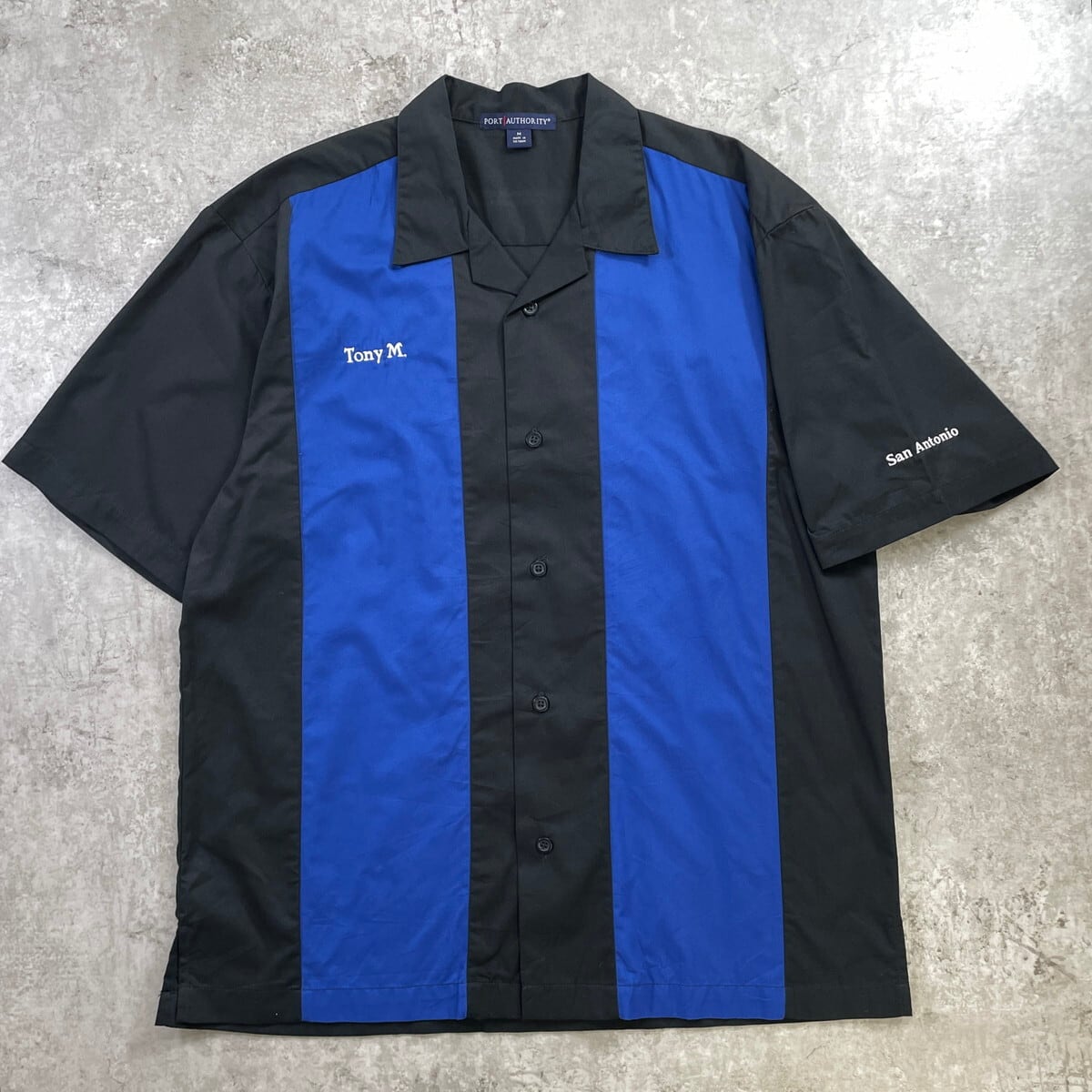 PORT AUTHORITY ツートンカラー 開襟 ボウリングシャツ メンズM 古着