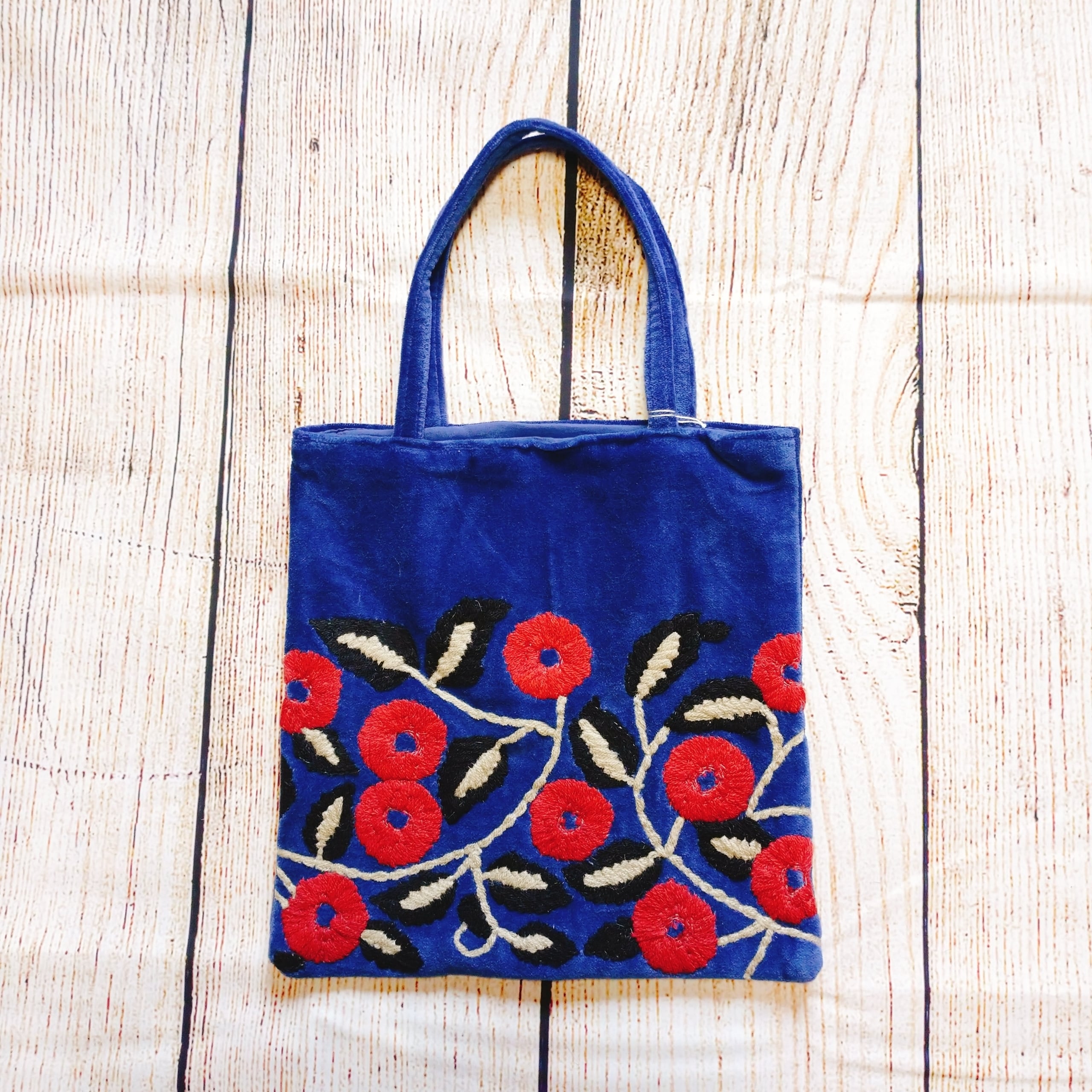 コットンベロア 刺繍フラットちいさめバッグ | Gellery Shop 芭蕉