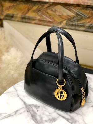 Christian Dior　クリスチャン ディオール　Diorモチーフ　レザー　ミニバッグ　ハンドバッグ　ブラック　vintage　ヴィンテージ　オールド　dr47sc