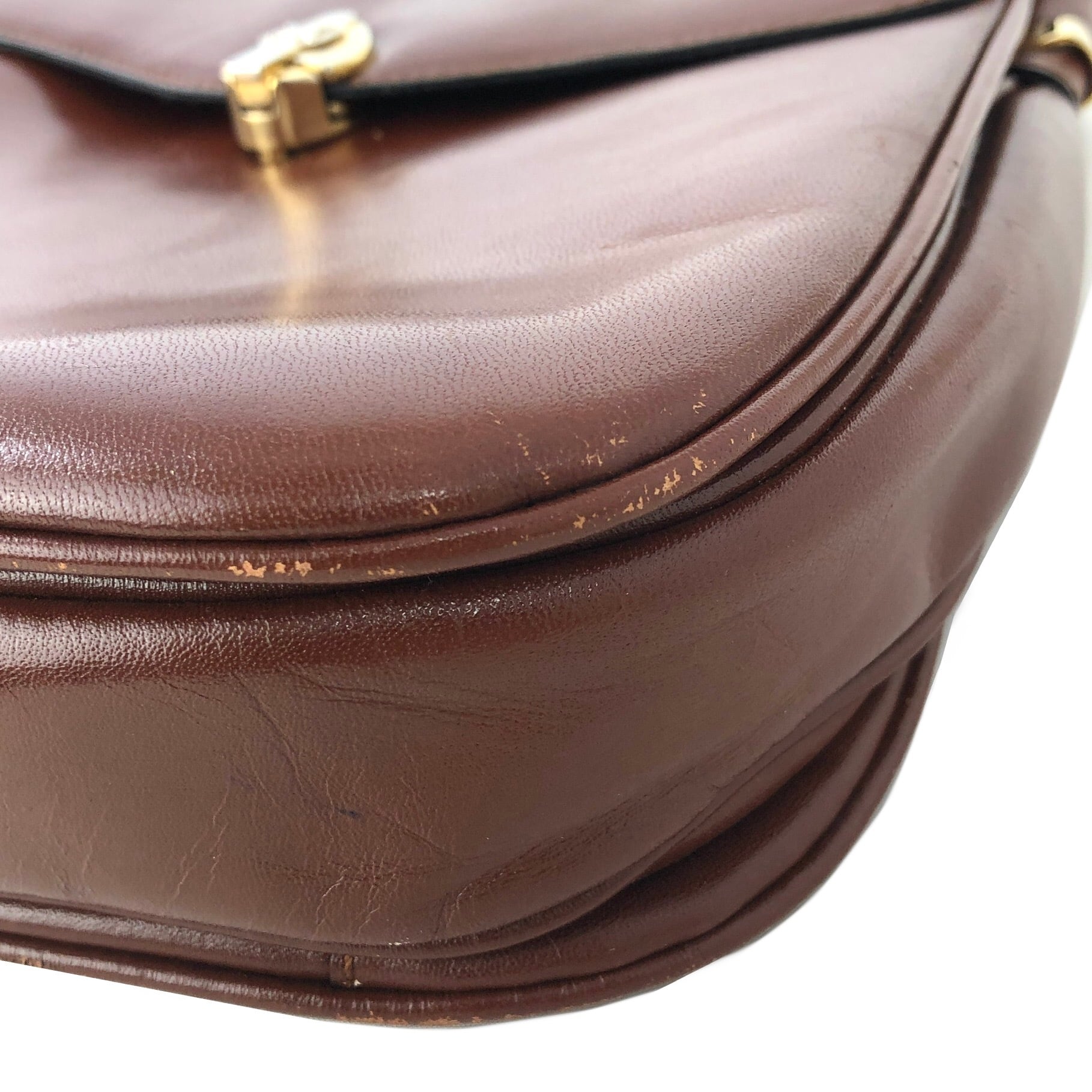 CELINE ヴィンテージ　ブラウン レザー バックパック　訳あり CELINE セリーヌ ブラゾン金具 レザー ショルダーバッグ ブラウン
