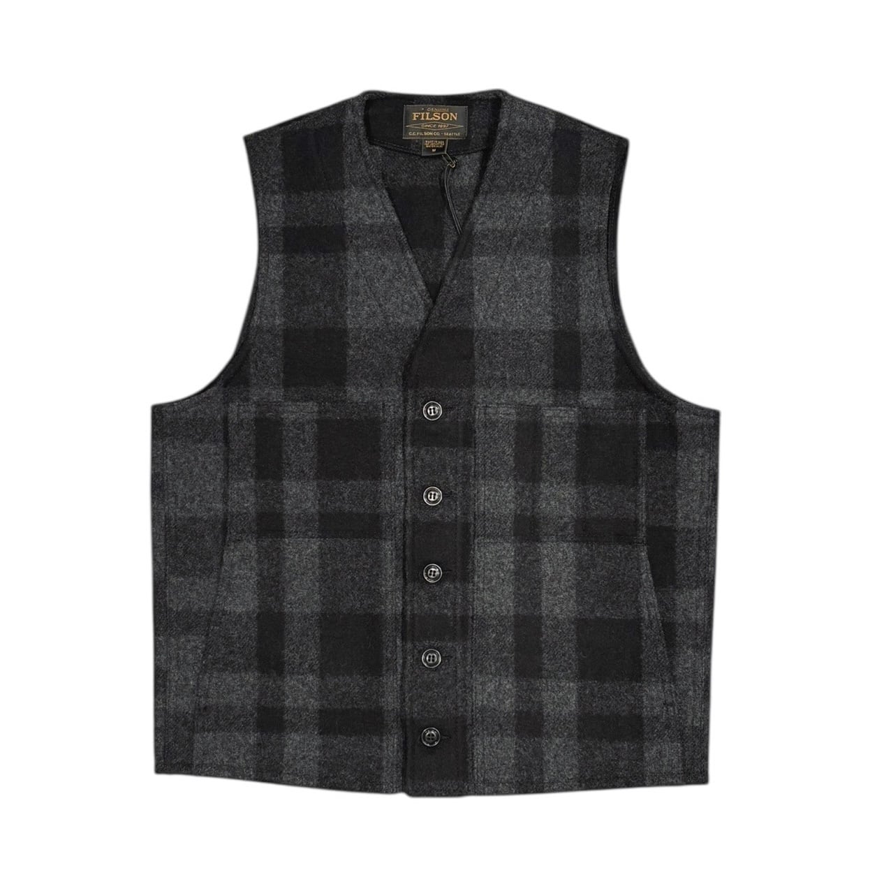 filson フィルソン　ベスト　XL チャコール FILSON / MACKINAW WOOL VEST Charcoal/Black Plaid - Made in USA