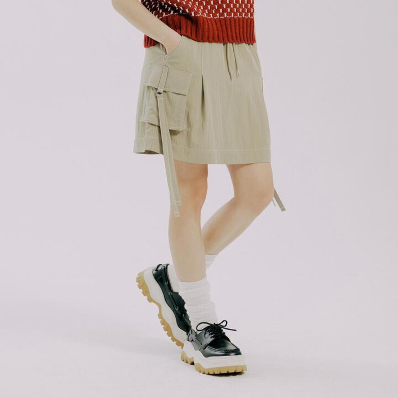 STRAP CARGO SKIRTS_BEIGE