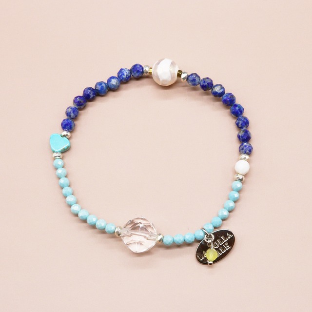 【Be Loved Turquoise】キングマンターコイズ×マザーオブパール×シルバーヘマタイト ブレスレット