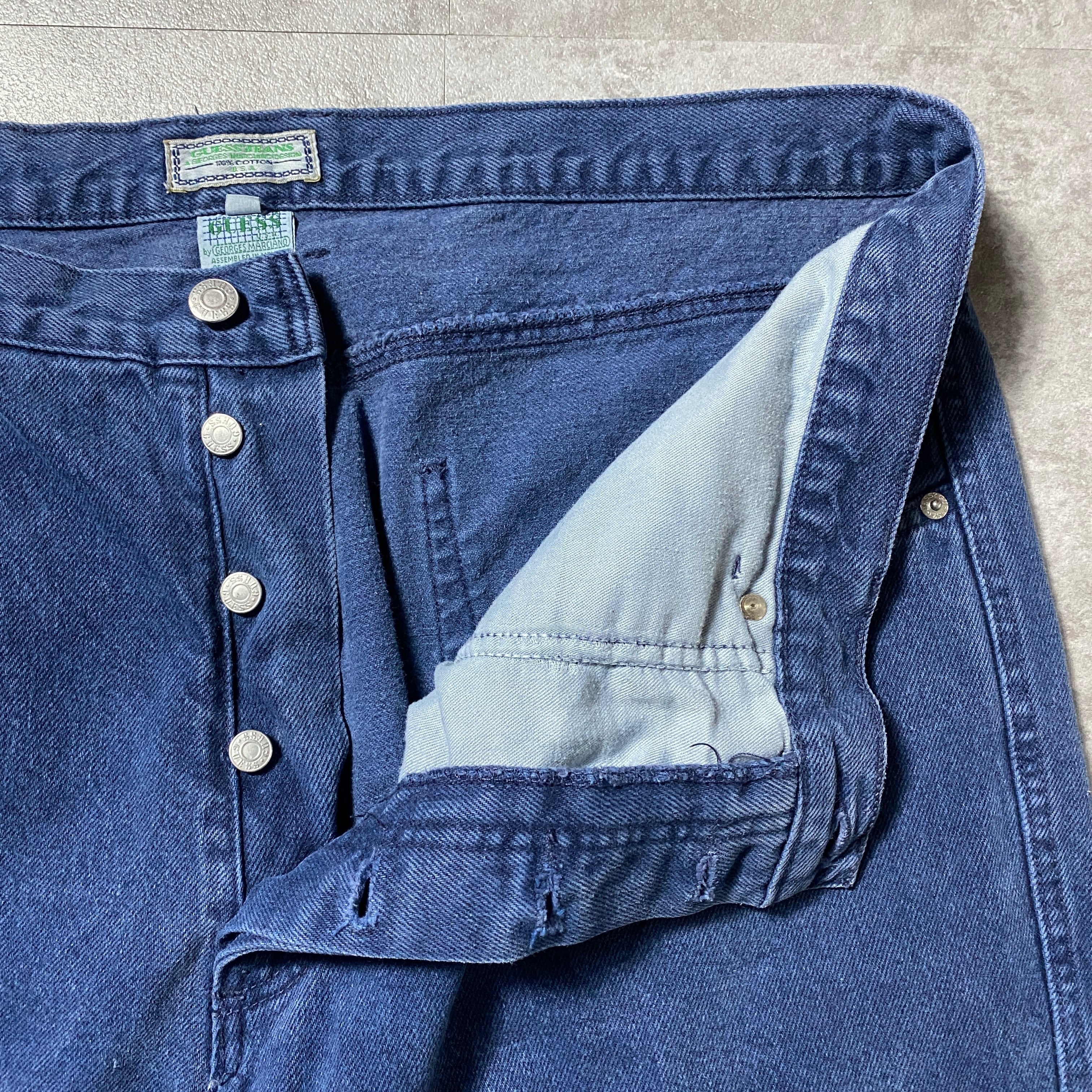 44inch】90's GUESS JEANS ゲスジーンズ ボタンフライ バギー