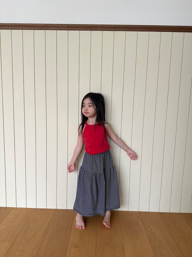 【取寄】pepper｜long long skirt (black stripe)｜ロングロングスカート (ブラックボーダー)｜XS-XL｜kids｜26 summer