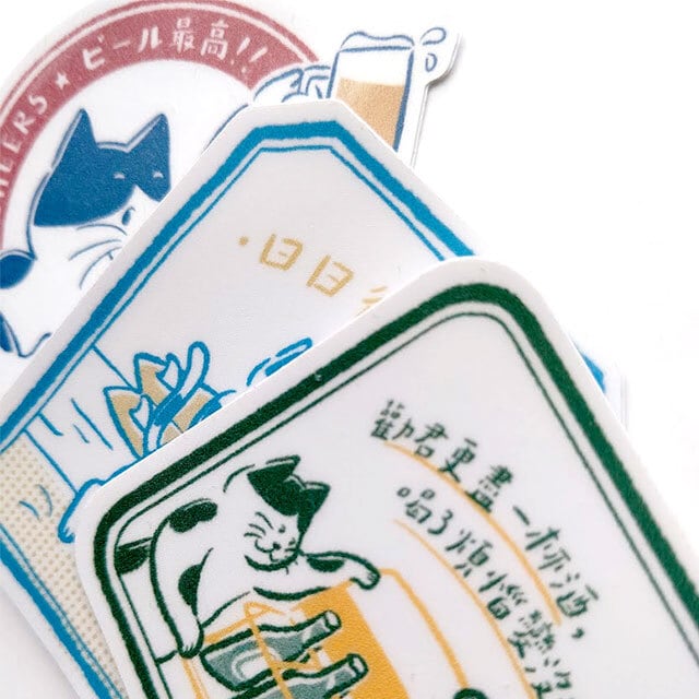 猫 防水ステッカー（黑白小姐） 乾杯！ | 猫式×台灣 台湾雑貨 猫雑貨の
