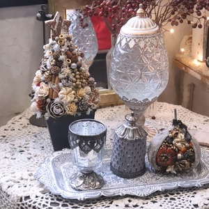 木の実ツリーL　1点もの｜木の実の小さなクリスマス飾り　木の実いっぱい　冬のナチュラルインテリア　プレゼント　推し活におすすめ　