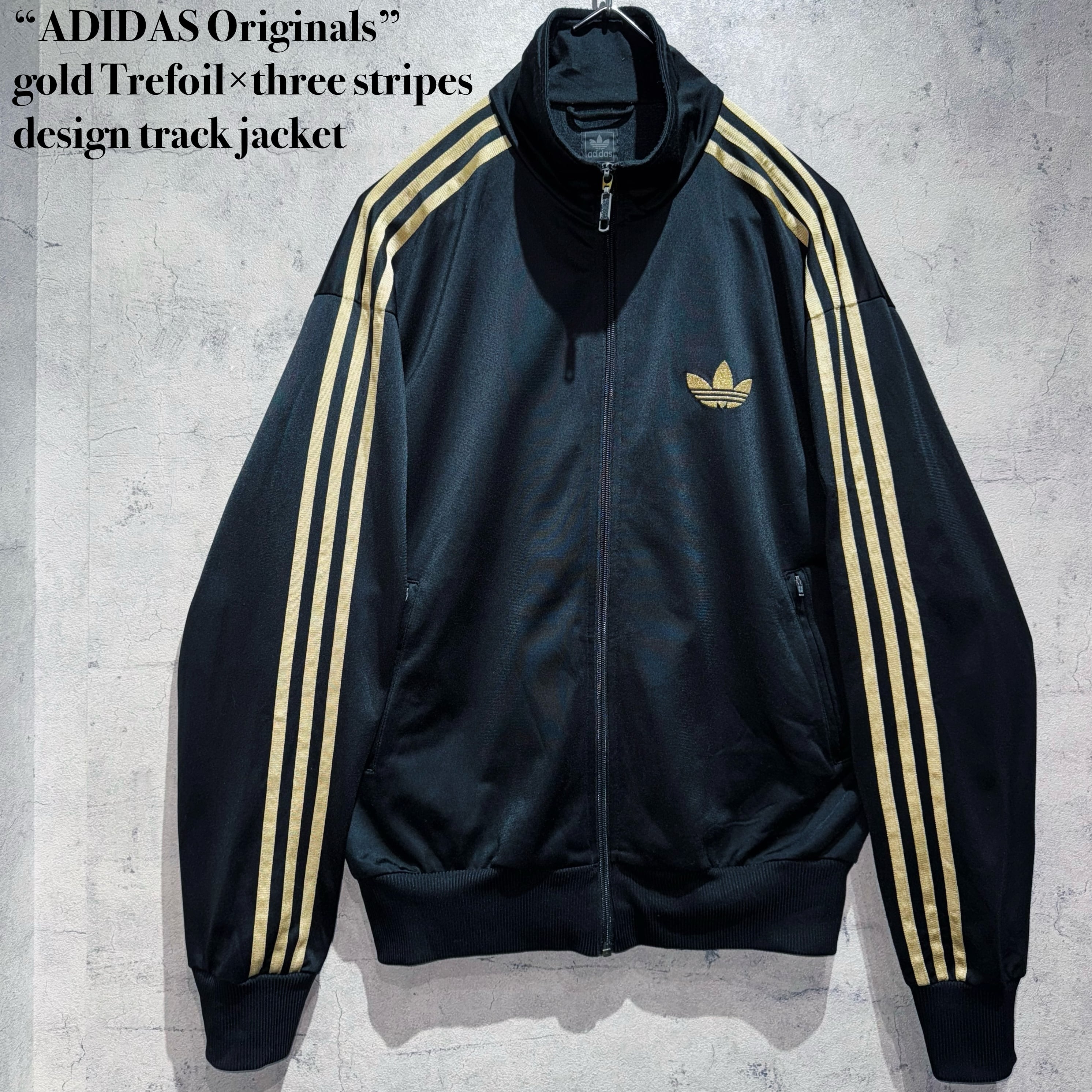 “ADIDAS Originals”gold Trefoil×three stripes design track jacket