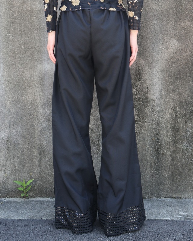 hem sequins wide flare slacks