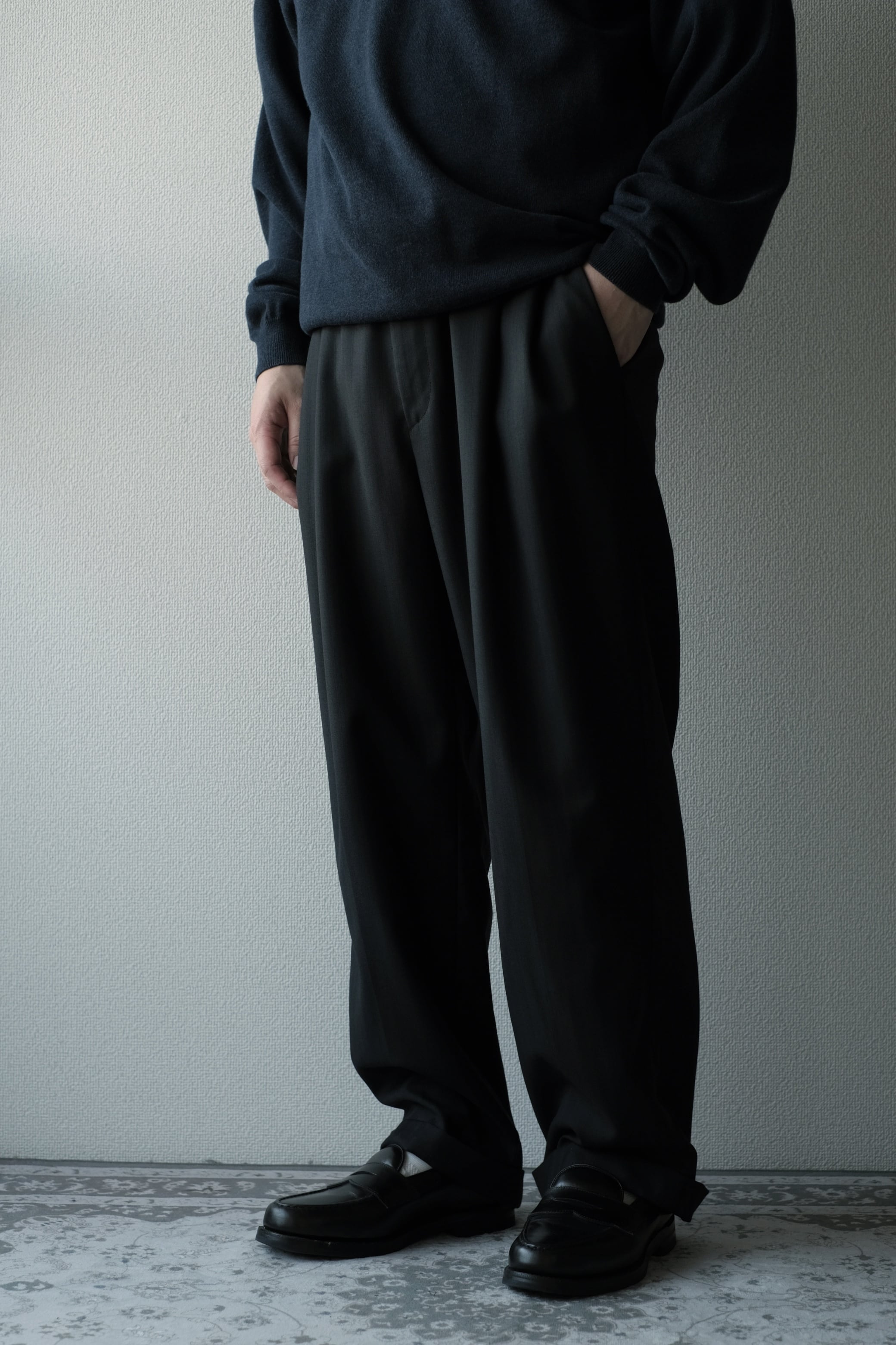 Zanella】Two-tuck Slacks Black 36 Made in Italy | RE:FOUND