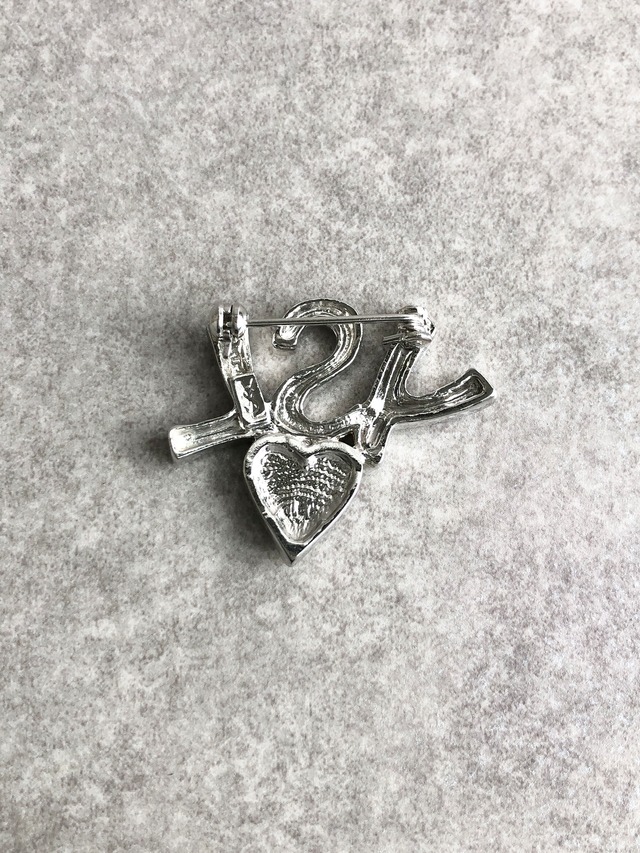 Yves Saint Laurent イヴ・サンローラン ブローチ シルバー YSL ハート ストーン vintage ヴィンテージ オールド 47atf4