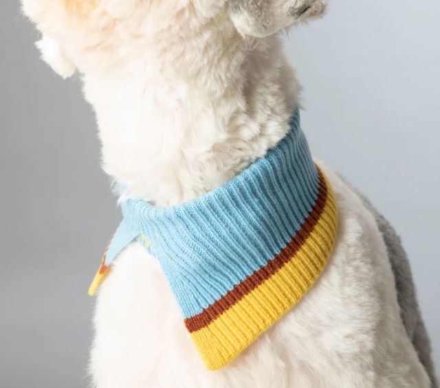 Merino Wool Collar  Light Blue Stripes