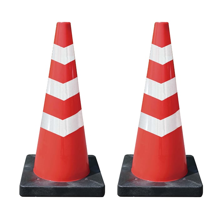 AZ Dコーン 赤 DCRW3 高さ=約66cm 2本セット ベース付き 普通反射材付き 3線 brk カラーコーン コーン 三角コーン ラバーコーン パイロン セーフティーコーン セーフティコーン カラー 反射コーン ロードコーン brk 安価なカラーコーン 反射材付き ベース付き