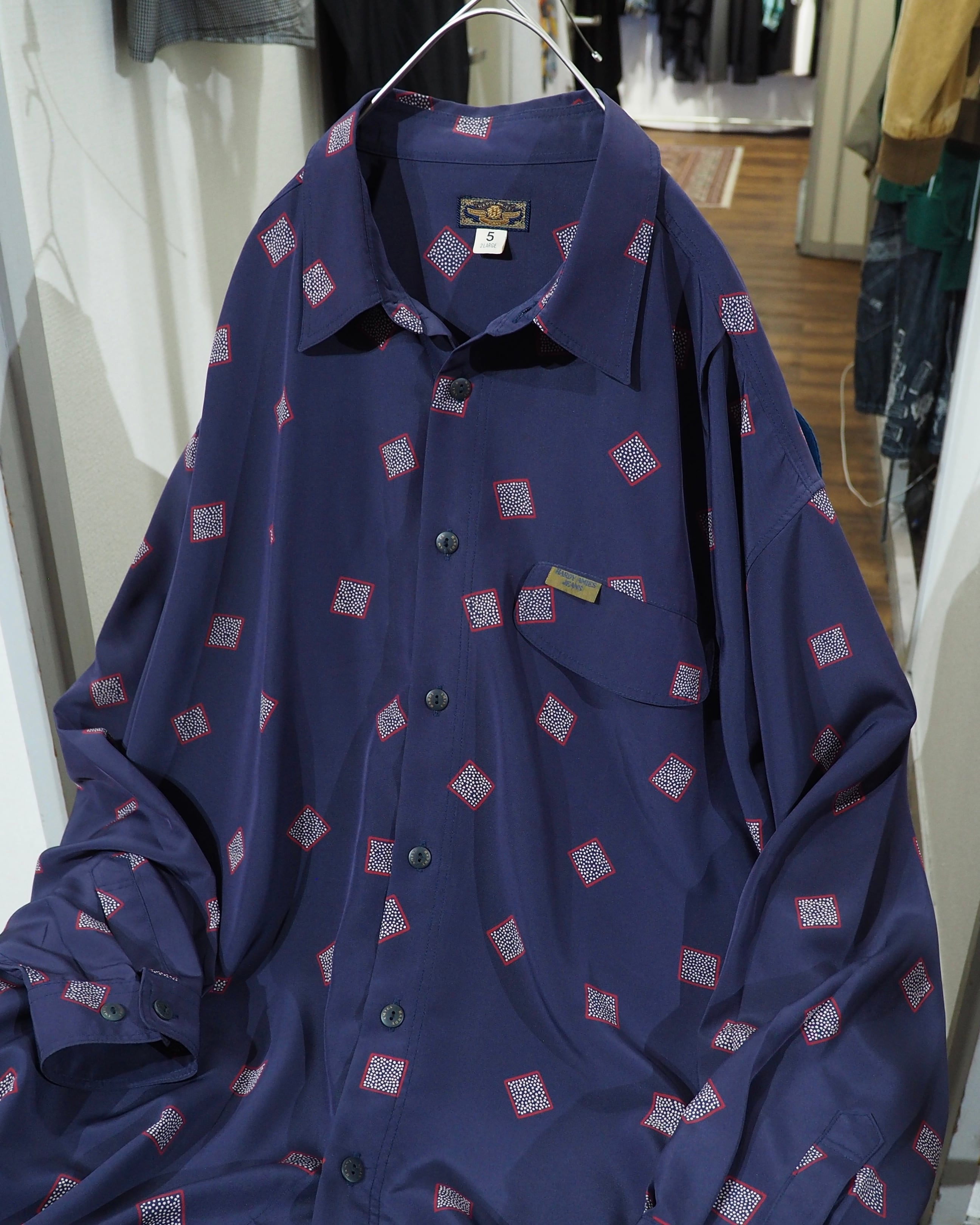 1990s Beautiful Bewitching Purple All Over Pattern vintage Drape Loose Shirt