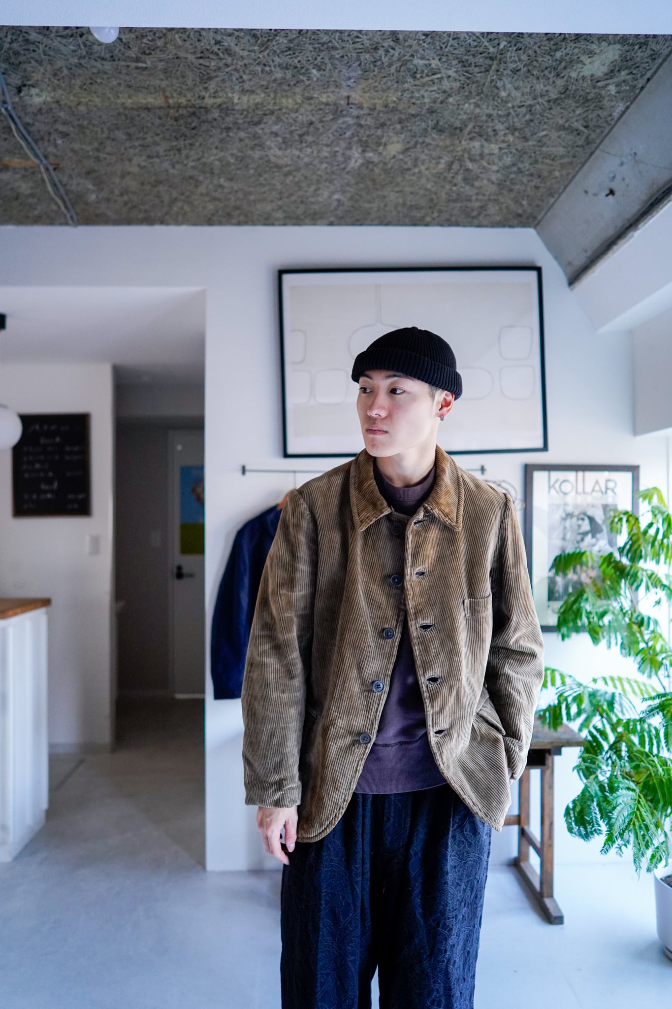 50s ブラック ヘビーコーデュロイ ファーマーズジャケット デッドストック 50s ブラック ヘビーコーデュロイ ファーマーズジャケット