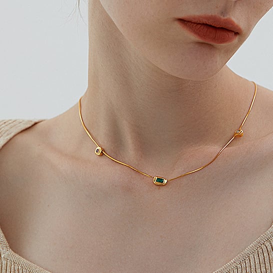 clavicle chain gold necklace S336