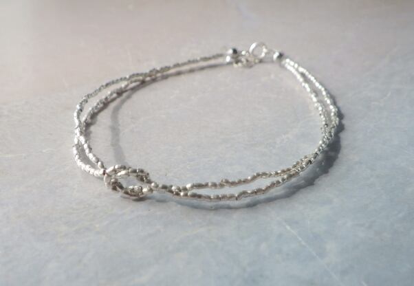 sv925 *Karen Silver double strand bracelet 極小カレンシルバーの2連 