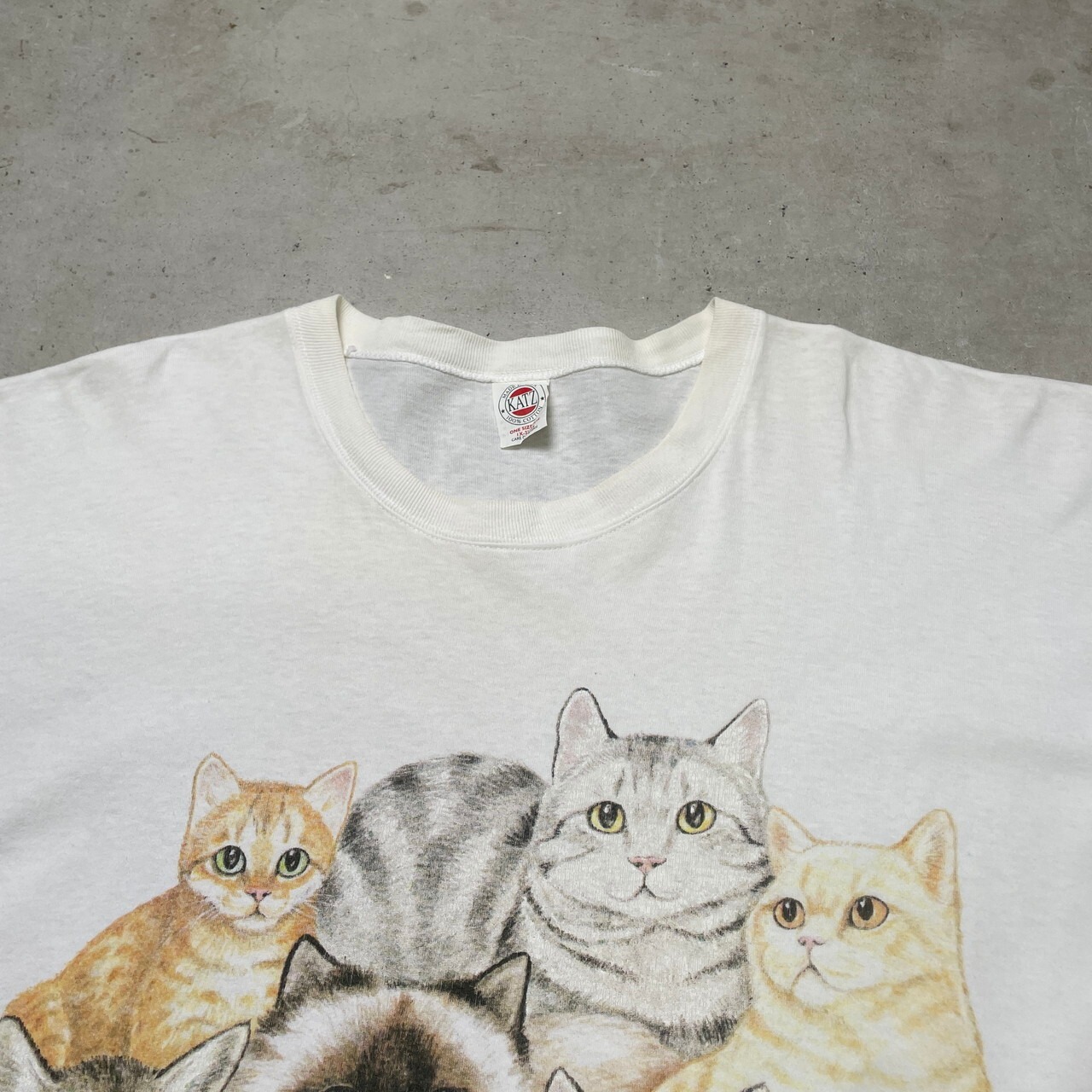 90年代 USA製 KATZ 猫 アート アニマル プリント Tシャツ メンズ3XL 