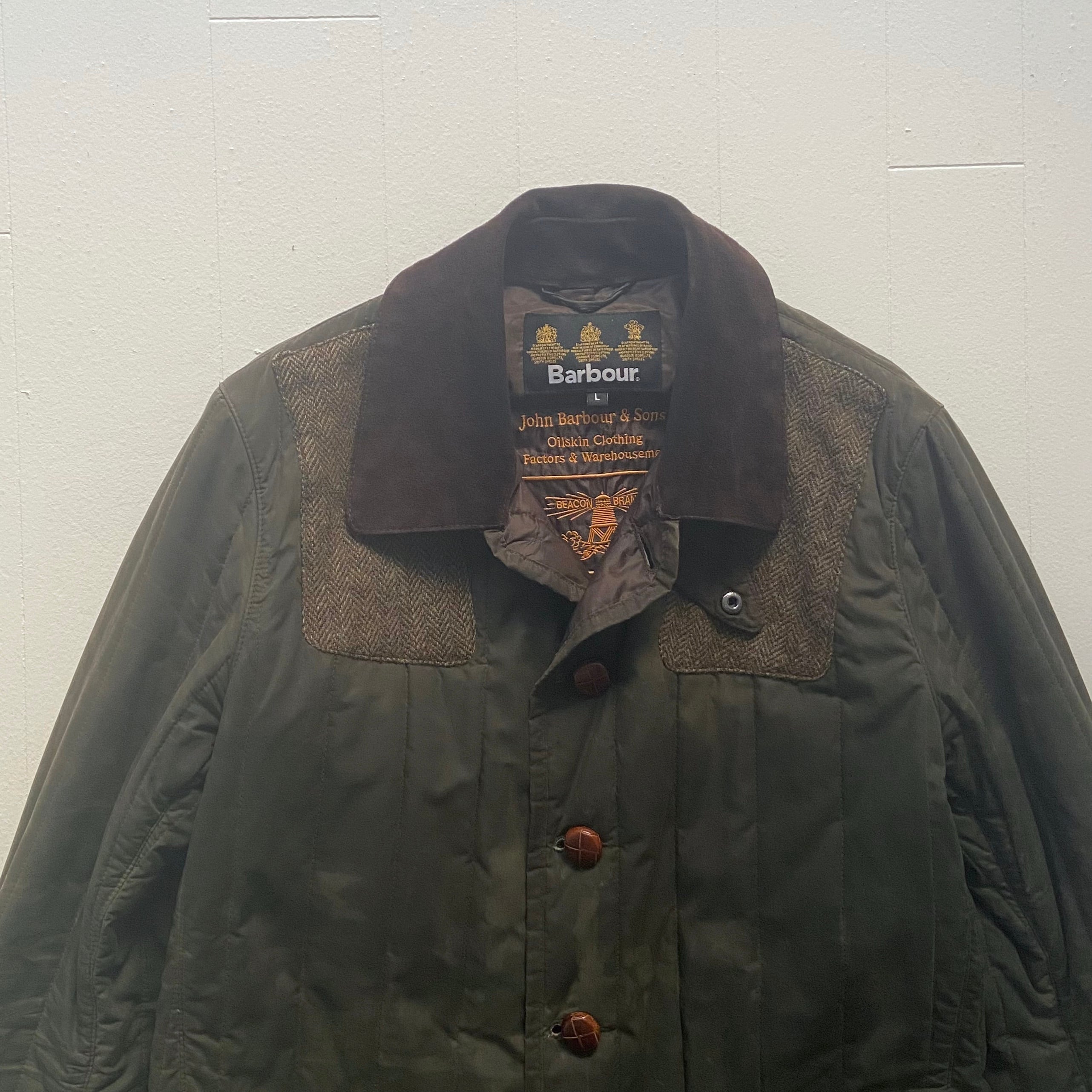 0153 / barbour × tokito sporting quilt jacket オリーブ オイルド
