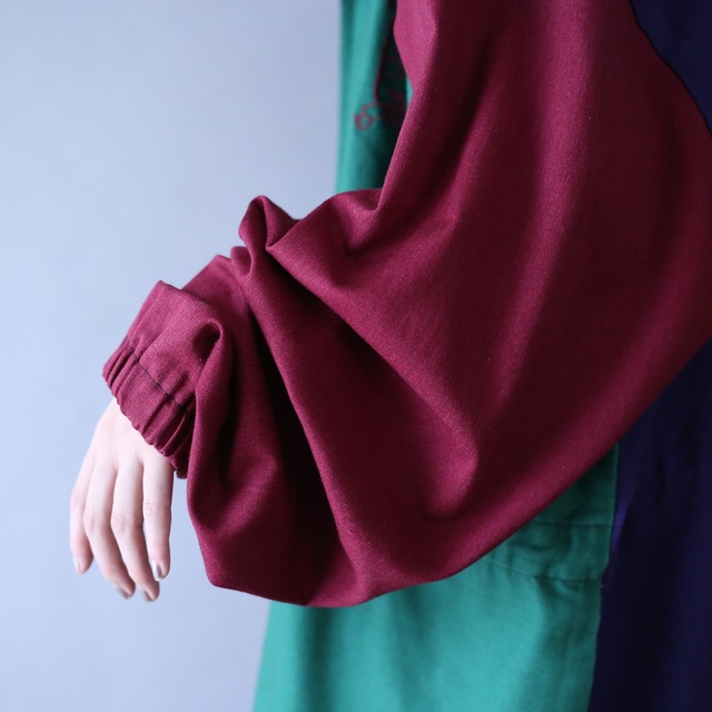 4-tone crazy pattern over silhouette hoodie jacket