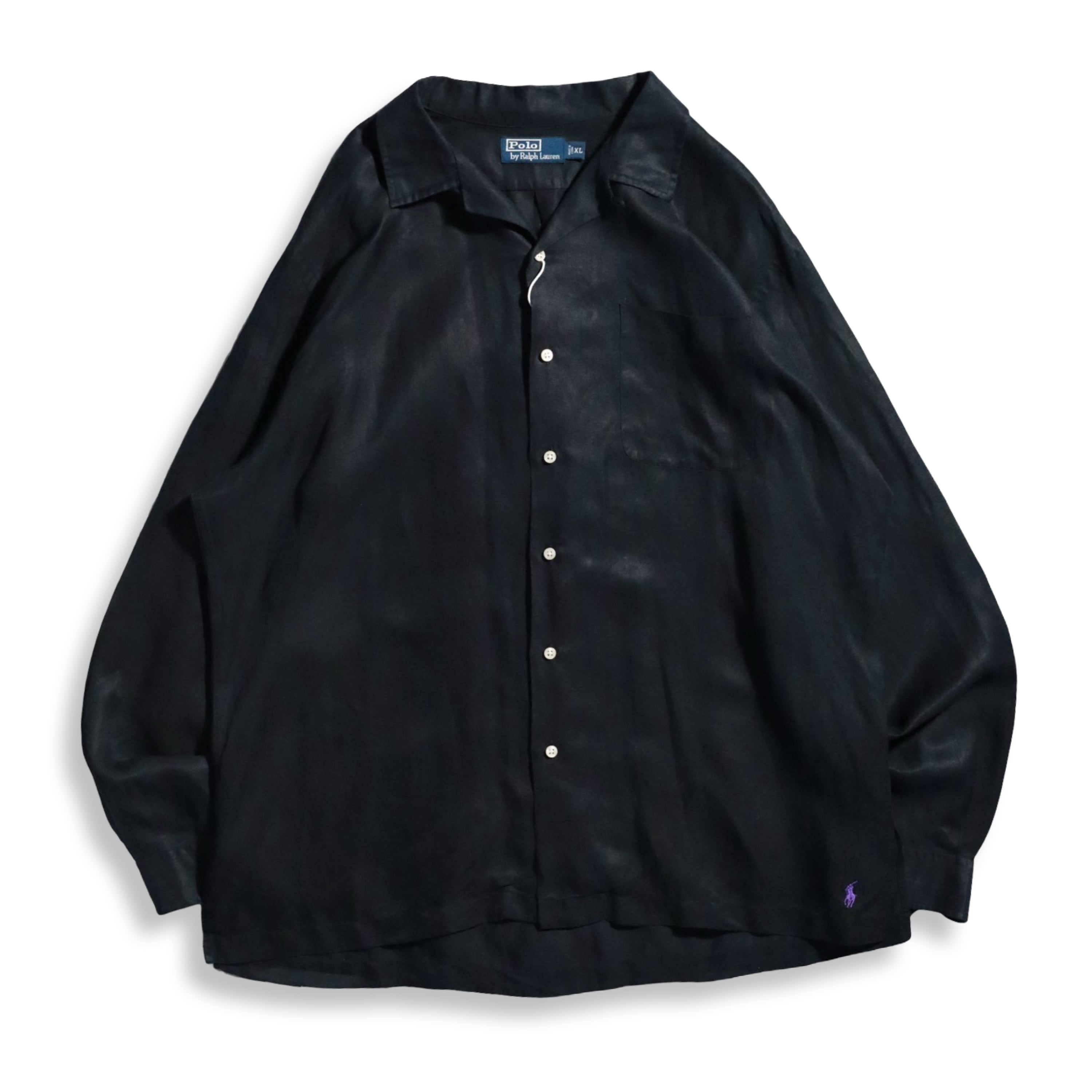 Polo by Ralph Lauren Silk-Linen Opne Collar Shirt