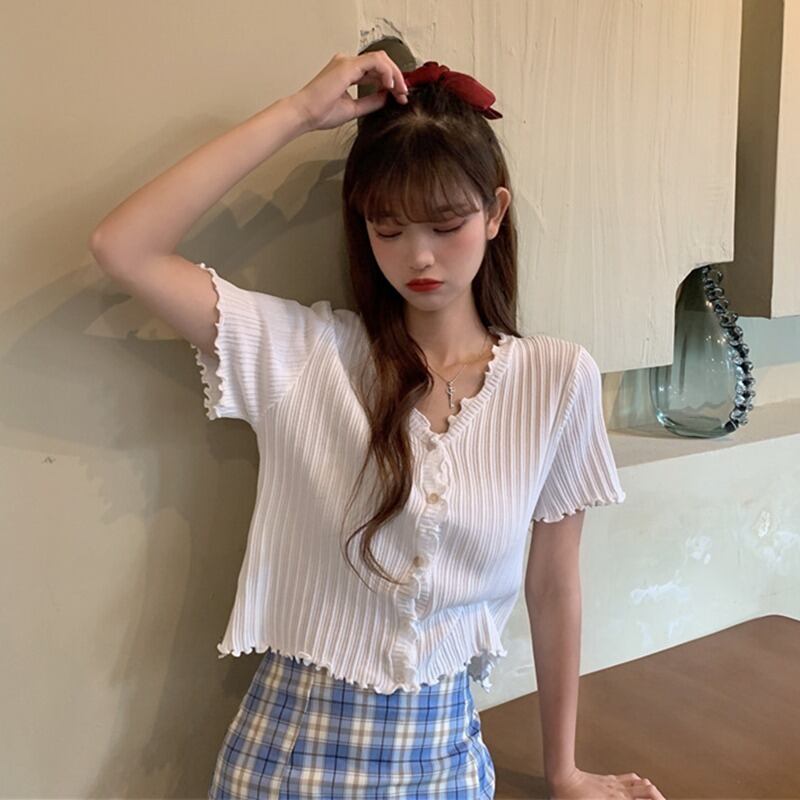 ニットセーター レディースサマー薄手Vネックカーディガンホワイトジャケット 大人ガーリー スウィート キュート カジュアル 夏物 1号婦人71580607137