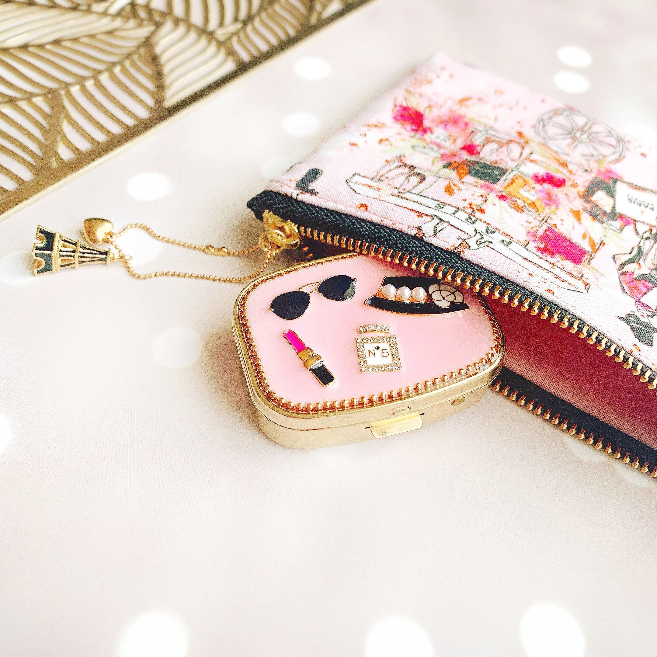 Paris ③ ジュエリーケース & ポーチ ギフトセット チャーム付き